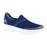 OOFOS OOmg Low Shoe, Navy & White - Women’s Size 7 - Lightweight Recovery Footwear - Reduces Stress on Feet, Joints & Back - Machine Washable