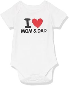 The Children's Place Baby Single Short Sleeve 100% Cotton Bodysuits, I Heart Mom and Dad, 0-3 Months