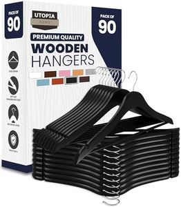 Utopia Home Premium Wooden Hangers 90 Pack - Durable & Slim Coat Hanger - Suit Hanger with 360-Degree Rotatable Hook - Wood Hangers with Shoulder Grooves (Black Color)