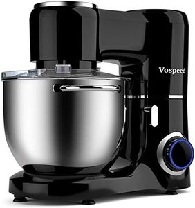 Vospeed Stand Mixer 1500W 8L Cake Mixer Electric Kitchen Food Mixer with Stainless Steel Bowl, Beater, Dough Hook, Whisk for Baking, Dishwasher Safe (Black)