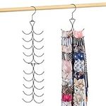 OMHOMETY Scarf Hanger for Closet, 20 Large Capacity Scarf Organizer, Space Saving Scarf Holder Hijab Rack Closet Organizers and Storage, Black 1 Pack