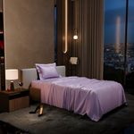 Stoa Paris Single Bedsheet with 1 Pillow Cover, 300TC Satin Premium Bedding Set, Home Decor, Wedding Gift for Couples, Housewarming, Anniversary, Date Night - Lilac