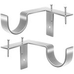 Curtain Rod Bracket No Drill Curtain Rod Holder Brushed Nickel Heavy Duty Curtain Rod Hooks for 1 to 1 1/5 inch Drapes Rod, Curtain Rod Hangers Bracket Tap Right Into Window Frame, 2 Pack