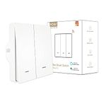 MOES ZigBee Smart Wall Light Switch No Neutral Wire Required, No Capacitor Needed, Smart Life Tuya Remote Control, Works with Alexa, Google Home, Tuya ZigBee Hub Required, 2 Gang, White