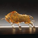 DARMOMOON FengShui Wall Street Bull Statue Acrylic Bull Figurine Sculpture Home Office Desk Decorative Ornament 8.7''L (Amber)