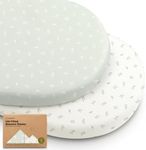 2-Pack Bassinet Sheets for Girls, Boys - Bamboo Viscose Bassinet Mattress Sheets Compatible with Halo Bassinest Swivel Sleeper, Graco, Baby Delight, Chicco, Unisex Fitted Bassinet Sheets (Herb)