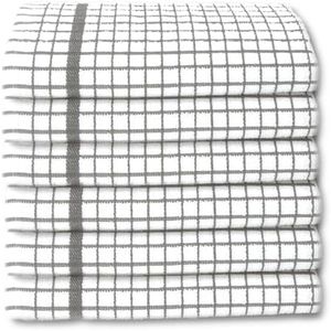 A & B TRADERS 100% Cotton Terry Towelling Tea Towels | Pack of 6 | Kitchen Hand Towels Dish Cloth Super Absorbent Soft Touch (Grey)