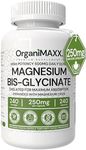 Magnesium Glycinate Highest Potency 250mg Per Capsule. 240 Capsules Of Chelated Magnesium Bis-Glycinate Per Bottle. Enhanced With Magnesium Oxide, Natural Sleep Aid, Energy Metabolism, Muscle Function, Bone & Heart Health.