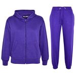 A2Z 4 Kids Plain Tracksuit Hoodie with Joggers - Plain Tracksuit Purple 11-12