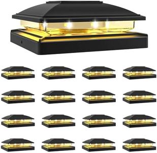 VOLISUN Solar Post Cap Light Outdoor Waterproof 16pack,Solar Fence - Post Lights for 4x4 5x5 6x6 Wooden/Vinyl Post,Black Deck Post Cap Light Solar Powered with Warm White for Garden/Patio/Porch