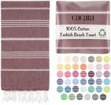 Cacala Lightweight and Thin Turkish Beach Towel 100% Cotton Sand-Free and Quick-Drying Goodness Perfect as an Extra Large Travel Towel, Beach Accessory, or Gift for Beach Lovers, 37 x 70