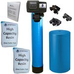 Fleck Whole House Water Softener System 5600sxt Digital Meter Grain-Includes Valve & brine Tank with Safety Float (64k 1 Inch Bypass, Blue High Capacity Resin)