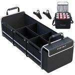 Farasla Collapsible Waterproof Trunk Organiser with Insulated Leakproof Cooler Bag, Foldable Cover, Securing Straps (3-in-1 w/Cooler, Black)