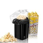 Nostalgia Hot Air Popcorn Popper Maker, 1200W Electric Pop Corner Machine, 16 Cups, 3 Minutes Done, Fully Automatic Healthy No Oil No Sugar Corn Popcorn Machine (Black)