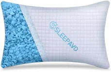 Adjustable Shredded Memory Foam Pillow Queen Size - Soft or Firm Rayon Derived from Bamboo Pillow for Side Sleeper, Stomach & Back - Cold Cooling Gel Bed Pillow for Sleeping Premium Comfortable Pillow