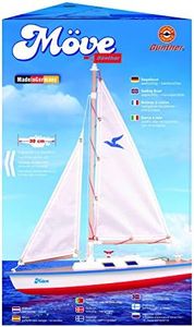 GÜNTHER FLUGSPIELE 1806 - Voilier Möve, petit yacht à voile pour jouer, fabrication de haute qualité et monté prêt à naviguer, pour le lac de baignade, la plage et la baignoire