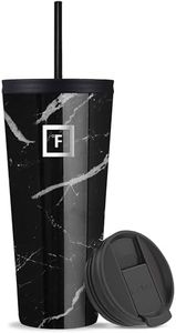 IRON °FLASK Gobelet classique 2,0 à 2 couvercles (rabat de paille), bouteille d'eau isotherme en acier inoxydable, à double paroi, tasse de voyage thermos – Noir marquina, 946 ml