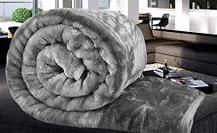 Artistic Fashionista* New Thermal Super Soft Velvet Faux Fur Mink Throw Blanket Soft Warm Thick Bed Sofa Cover Single Double King (Double - 150x200cm, Charcoal Grey)