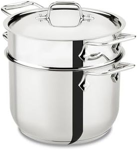 All-Clad E414S6 Stainless Steel Pasta Pot and Insert Cookware, 6-Quart, Silver