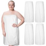 4 Pcs Towel Wrap for Women Waffle Spa Robe with Adjustable Closure Elastic Top Lightweight Wraps for Bath Shower (White,Medium)