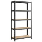 SONGMICS 5-Tier Shelving Unit, Steel Shelving Unit for Storage, Tool-Free Assembly, for Garage, Shed, Load Capacity 875 kg, 40 x 90 x 180 cm, Grey GLR040G01