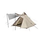 Naturehike Pyramid Tent 4 Persons Family Waterproof Windproof Breathable Double Layer Camping Pop Up Tent Automatic Tent with Silver Coating UPF50+ with Hall and Side Curtains for Camping Fishing