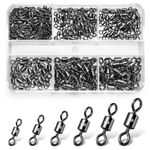 Annyswit 200/300 Pcs Barrel Fishing Swivels 4# 6# 8# 10# 12# 14# Rolling Fishing Connector Swivel for Carp Fishing Swivels for Sea&Competitive&Lure Fishing Avoid Fishing Line Entanglement