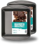 Baker's Secret 2pcs Nonstick Square Cake Pan 8", Premium Food-Grade Coating, Non-stick Square Pan, Carbon Steel- The Classic Collection