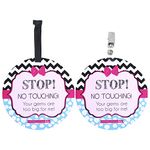 Three Little Tots Two Pack - Pink Zig Zag Stop No Touching Baby Car Seat and Stroller Signs - CPSIA Safety Tested