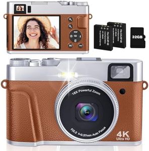 CAMKORY 4K Camara de Fotos Digital con Tarjeta 32G 48MP Cámara Digital Autofocus Visor Optico Zoom 16X Camara Compacta Flash 2 Baterías Bolsa para Cámara para Principiante Adolescente