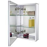 Fundin Aluminum Bathroom Mirror Cabinet Recess Mount or Surface Mount, with Framless Double Sided Mirror Door, 38 x 61 cm