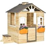 Outsunny Wooden Playhouse for Kids 