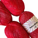 Retro-Glam Metallic Sparkle Yarn, Sheen, Soft, Shiny for Knitting and Crocheting, Bulk Size 4 Skeins, 1280yds/400g, 3 DK Weight (Scarlet Red)