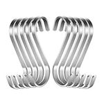 S Hooks Stainless Steel S Shaped Hooks Heavy Duty Metal Hooks for Kitchen Utensils Office Bathroom Closet Workshop Garage Office Household Home Essential，10 Pack