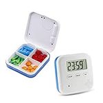 Automatic Pill Dispenser, Zeerkeer Electronic Pill Timer-Reminder-Dispenser 5 Times a Day Electronic Timing Portable Daily Drug Storage Box Drug Organizer Case with Reminder (Blue)