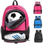 Boys Girls Soccer Bags Soccer Backpack Basketball vollyball Football Bag Backpack youth with Ball Compartment All Sports Gym Bag Rose