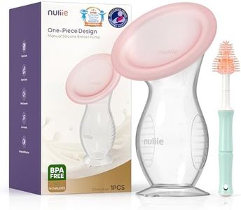 Nuliie Silicone Manual Breast Pump with Leak-Proof Lid & Suction Cup, 4oz/120ml BPA-Free, Wearable Hand Pump Breastmilk, Breast Milk Collectors for Breastfeeding Essentials, Includes Cleaning Brush