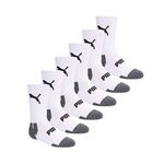 PUMA Boys' 6 Pack Crew Cut Socks, White/Multi, 7-8.5