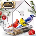 Premium Window Bird Feeder for Outside - Clear Bird House w/Largest Window for Viewing Birds - Easy to Install & Sturdy Feeder w/Extra Strong Suction Cups - Perfect for Kids, Adults and Cats