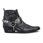 Mens Ankle Cowboy Boots Premium Real Leather Vintage Wincklepickers Riding Dancing Boots Cuban Heel - Grey 12