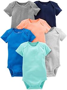 Simple Joys by Carter's Short Sleeve Bodysuit Body, Blu/Arancione/Verde Menta, 6-9 Mesi (Pacco da 6) Bimbo