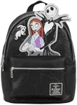 Nightmare Before Christmas Applique Character Art 12.5” Black Mini Backpack