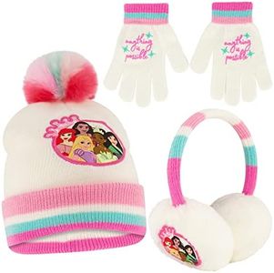 Disney Girls' Winter Earmuffs and Kids Gloves Set, Princess for Ages, Age 4-7, Princess