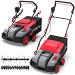 NETTA 2000W Lawn Scarifier and Aerator - 400mm Electric Lawn Rake & Moss Remover, 5 Adjustable Heights, 55L Grass Box - 10m Cable Heavy Duty Lawn Aerator for Large Gardens