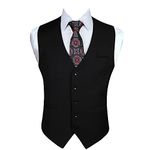 Enlision Men fts Formal Party Wedding Cotton Waistcoat Solid Color Vest, Black, M(Chest 41)