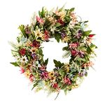 Artificial Daisy Wreath for Front Door,Wild Chrysanthemum Wreath for Spring Summer,All Seasons Floral Door Wreath for Wedding Birthday Living Room Decor