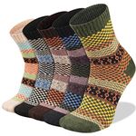 Heatuff Men's Winter Wool Socks Thermal Warm Soft Crew Socks （5 Pairs）, Normal Thick - Multicolored 8, One Size