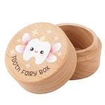 Tooth Fairy Box, Wooden Tooth Holder Tooth Keepsake Box Tooth Storage Box Baby First Tooth Saver Container Box for Kids Boys and Girls(Style 2)