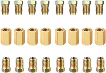 3/8 Inch-24 Threads Brake Line Fittings Assortment for 3/16 Inch Tube set of 2(8 Unions, 16 Nuts)