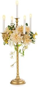 Nuptio Candelabro Alto 71cm: 5 Brazos Candelabros de Pie Oro para Centro de Mesa de Navidad, Vintage Candleardra para Recepción de La Boda Cumpleaños Fiesta Adornos de La Chimenea
